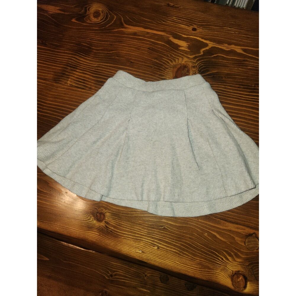 Zara Kids Girls Pleated Skirt Size 8 Gray Ribbed Knit Elastic Waist NWT